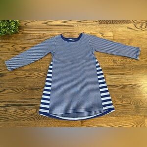 Tea Collection Striped Blue Long Sleeve Double Knit Dress Sz 3